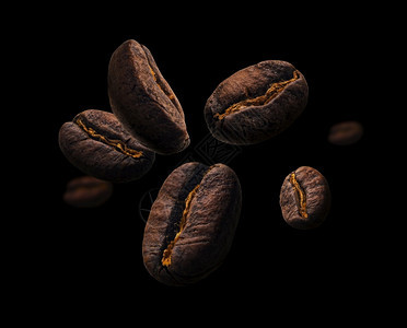 黑背景咖啡豆图片