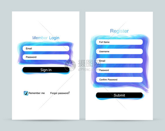 登录页面的矢量插图签名表登录注册创建账户移动应用程序注册表图片