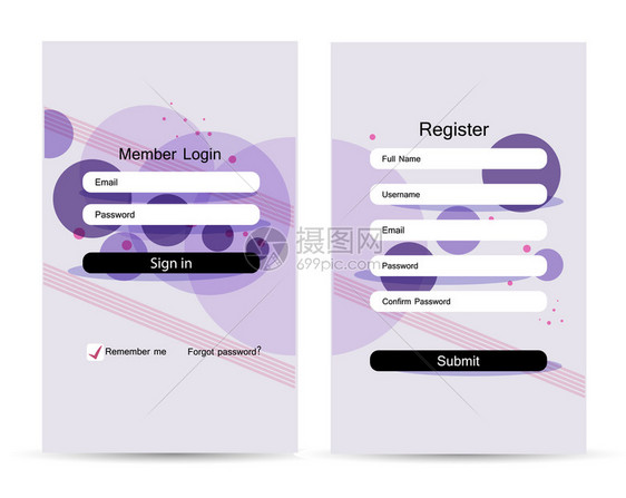 登录页面的矢量插图签名表登录注册创建账户移动应用程序注册表图片