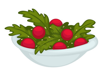 樱桃西红柿蔬菜沙拉矢量插画背景图片