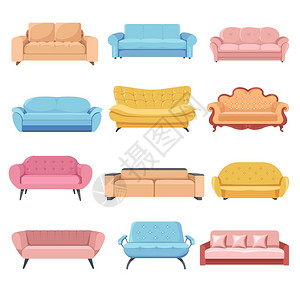家具用布料和木制家具用不同方式设计的一套沙发家用或办公室的装饰物舒适沙发软纸或休息室的扶手椅图片