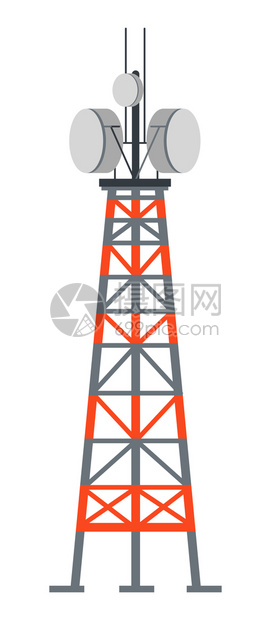 电站无线视或互联网连接塔台传送信号微波接收器移动电话建设广播发射机平方矢量带电线和天矢量的塔台图片
