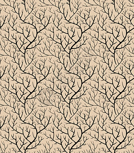 无黑叶树枝的裸缝纹理的图案冬季或秋干燥的编织棒森林或干燥的树背景或打印平板式矢量无叶树枝编织缝的图案矢量图片