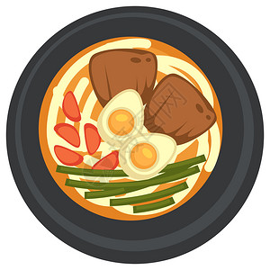 传统的英语早餐在煎锅上供应鸡蛋面包和培根海藻或草在盘子上供应孤立的餐馆或煮饭家制的美味菜平式病媒煎鸡蛋和熏肉的英语早餐煎鸡蛋和锅图片