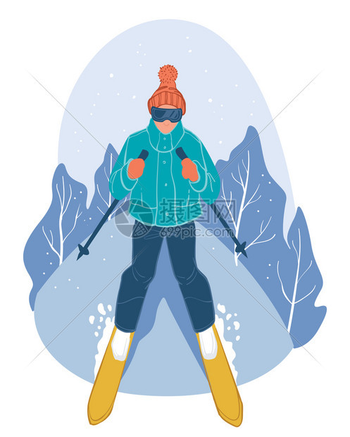 冬季运动雪橇插画图片