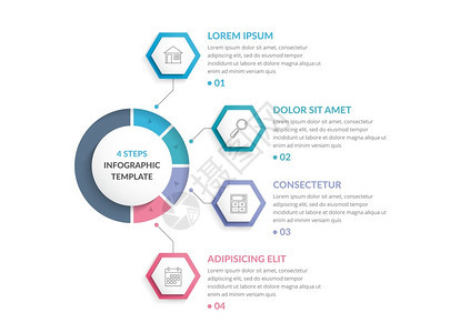 包含四个步骤或选项工作流程或图矢量eps10插图的Infograph模板其中四个步骤或选项矢量插图图片