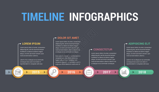 时间线信息图模板工作流程或图矢量eps10插图图片