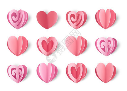 情人节心型折纸贺卡和促销粉色折叠纸板图片