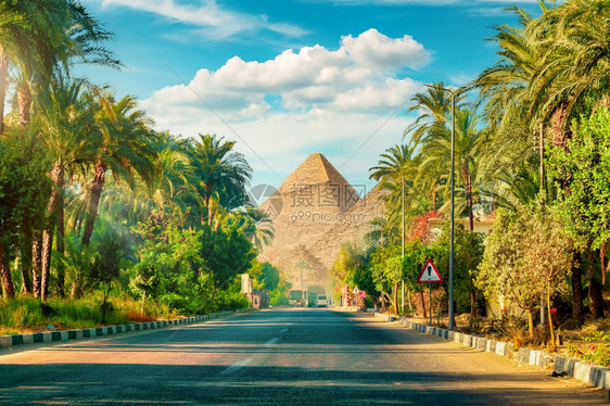 通往埃及金字塔的道路图片