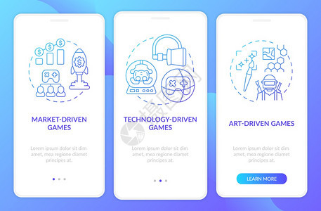 Specail现代游戏创建流程通过三步图形指示带有RGB颜色插图的UI矢量模板带有概念的视频游戏类型在手机应用程序页面屏幕上图片