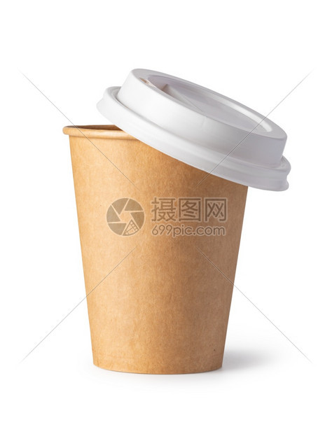 白色背景上孤立的纸杯咖啡图片