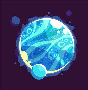 蓝色星球卡通矢量插画图片素材