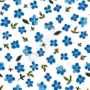 蓝色花朵矢量元素插画背景图片