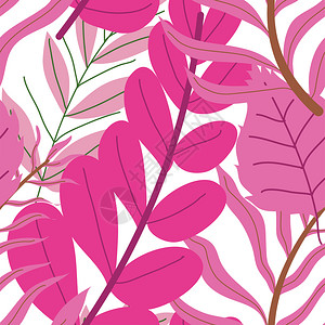 植物群粉红精细的灌木装饰背景或印刷品利亚纳斯和怪物无缝模式平的矢量热带植物群粉红色的外来植物图片