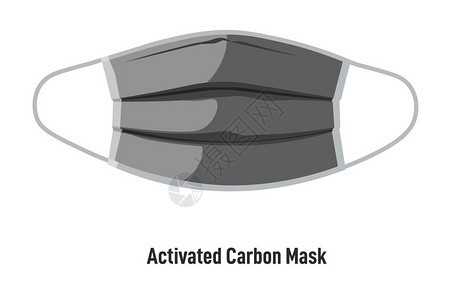 在大流行病和冠状毒爆发期间保健和持康用带子激活碳遮罩用可吸入材料覆盖的孤立面孔保护措施平式病媒活碳遮罩在共生期间覆盖面孔图片