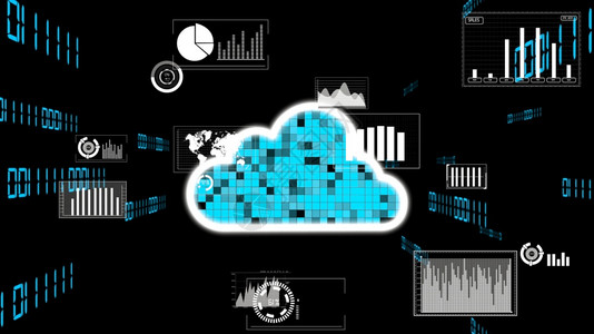 云图未来创新所需的云计算和数据储存技术计算机与互联网服务器连接用于3D中显示的云数据传输从而形成未来的图界面背景