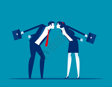 招合伙人同事或伙伴的对峙商业竞争概念平板漫画风格设计插画