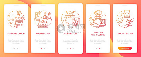 带有概念的移动应用程序页面屏幕上共同设计应用字段软件设计行走5步图形指示的景观设计带有RGB颜色插图的UI矢量模板带有概念的移动图片