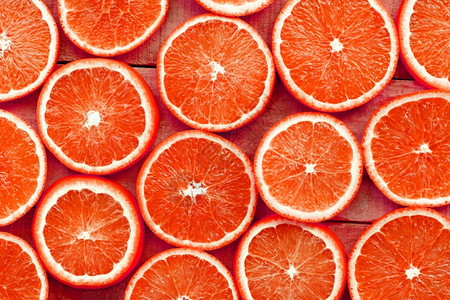 夏天纹理背景橙色切片纹理背景木的新鲜橙子水果色形态顶视图背景