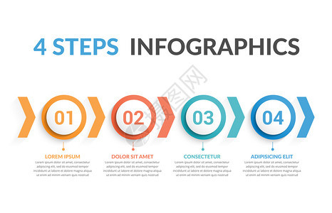 包含四个步骤或选项工作流程或图矢量eps10插图的表模板图片