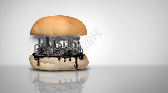 环境食物毒素和污染以及营养或有毒污染物以及食用被污染的品作为含有工业化学品的汉堡或含有3D说明要素图片