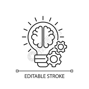个性化定制解决方案idea生成的线图标创建辉煌概念的过程可定制的细线