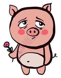 儿童摇椅有花插图白底矢量的死猪插画