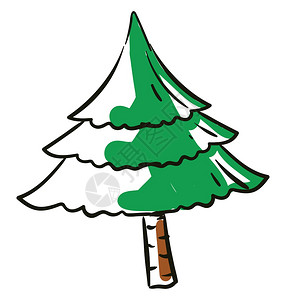 纯色背景蓝色白背景的雪树绘制插图矢量插画