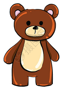 鲜花白底棕色泰迪熊插图白底矢量插画