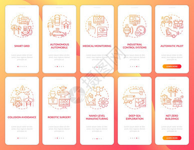 智能网格机器人外科海洋探索横穿5步图形指示配有RGB彩色插图的UI矢量模板带有概念的移动应用程序页面屏幕图片