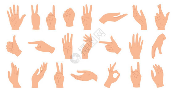 手举交叉拳头和平拇指举起手卡通人掌和腕矢量器为信使们沟通或交谈拳举手和平拇指举手卡通人掌和腕矢量器背景图片