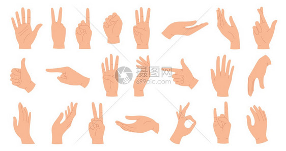 手举交叉拳头和平拇指举起手卡通人掌和腕矢量器为信使们沟通或交谈拳举手和平拇指举手卡通人掌和腕矢量器图片