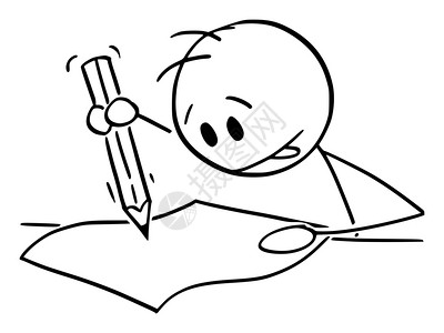 楼兰古城手写字在纸上写字的火柴人插画