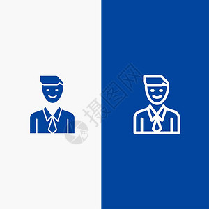 商业行政JobMan甄选线和GlyphSolid和Glyph蓝色横幅线和Glyph图片