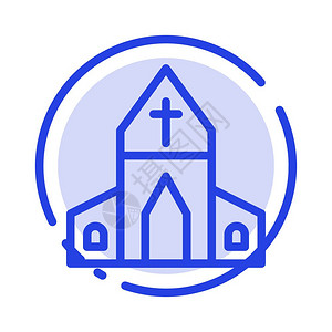 教堂房屋复活节十字蓝点线图片
