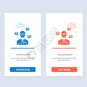Man经理Sms聊天弹出蓝色和红下载购买即时网络元件卡模板图片