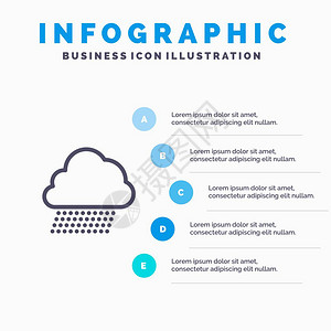 天雨云自然春线图标配有5步插图背景图片