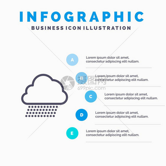天雨云自然春线图标配有5步插图背景图片