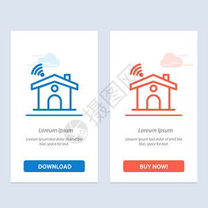 WifiServicesignalHouseBlueandRed下载和购买网络部件卡模板图片