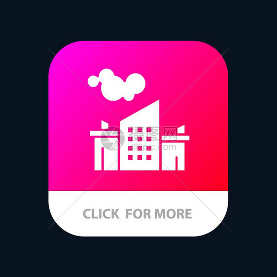 工厂业景观污染移动应用程序按钮Android和IOSGlyph版本图片