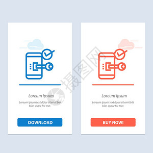 密钥锁定移动开放电话安全蓝色和红安全下载和购买即时网络元件卡模板图片
