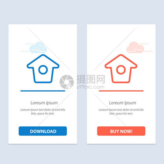鸟屋TweetTwitter蓝色和红Twitter蓝和红下载买即时网络元件卡模板图片
