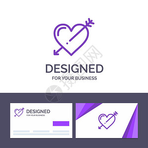 创意商卡和Logo模板心脏箭假日爱情人节矢量插图图片