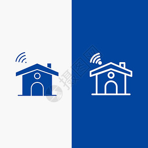 WifiService信号住房线和GlyphSolidity蓝色标语图片