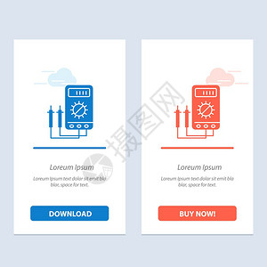 伏特计安培仪瓦特数字测试器蓝色和红下载购买图片