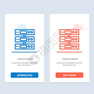 服务器数据存储云文件蓝和红色下载购买图片