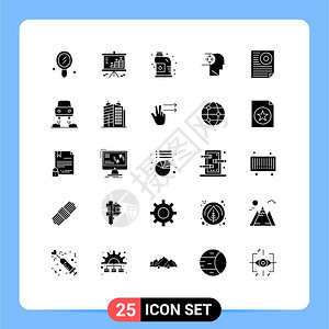 25创意图标现代符号和字母数据机械头自闭症可编辑矢量设计元素图片