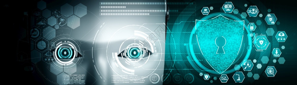 AI使用网络安全保护信息隐私的机器人使用工智能和机器学习程序预防网络犯罪的未来概念3D提供插图机器人使用网络安全保护信息隐私图片