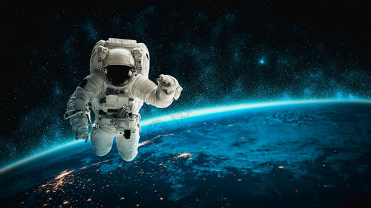 宇航员在为外层空间站工作时从事空间行走宇航员在空间运行时穿戴完整的太空服由美国航天局空间宇员照片提供的这一图像元素宇航员在空间站背景图片