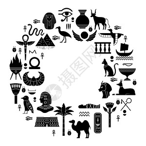 古希腊神宙斯埃及古代符号神话学灵圣动物和金字塔光影古希腊图标矢量
